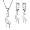 Cute Giraffe Fire Opal Necklace & Earrings Fashion Wedding Jewelry Set