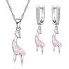 Cute Giraffe Fire Opal Necklace & Earrings Fashion Wedding Jewelry Set