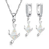 Cute Sea Turtle Fire Opal Necklace & Earrings Classic Fashion Jewelry Set