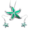 Ocean Starfish Fire Opal Necklace & Earrings Classic Trendy Jewelry Set-Jewelry Sets-Innovato Design-Green-Innovato Design