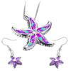 Ocean Starfish Fire Opal Necklace & Earrings Classic Trendy Jewelry Set-Jewelry Sets-Innovato Design-Purple-Innovato Design