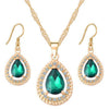 Luxury Crystal Necklace & Earrings Fashion Wedding Jewelry Set-Jewelry Sets-Innovato Design-Green-Innovato Design