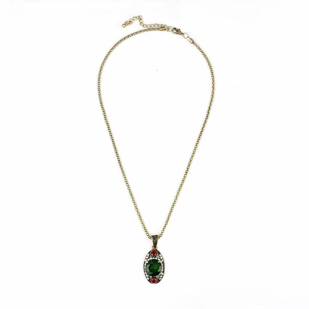 Vintage Green Necklace, Earrings & Ring Turkish Fashion Jewelry Set-Jewelry Sets-Innovato Design-7-Innovato Design