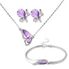 Crystal Butterfly Necklace, Bracelet & Stud Earrings Jewelry Set-Jewelry Sets-Innovato Design-Purple-Innovato Design