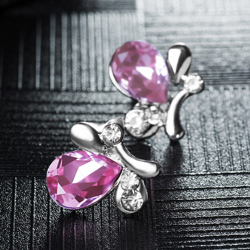 Crystal Butterfly Necklace, Bracelet & Stud Earrings Jewelry Set-Jewelry Sets-Innovato Design-Blue-Innovato Design