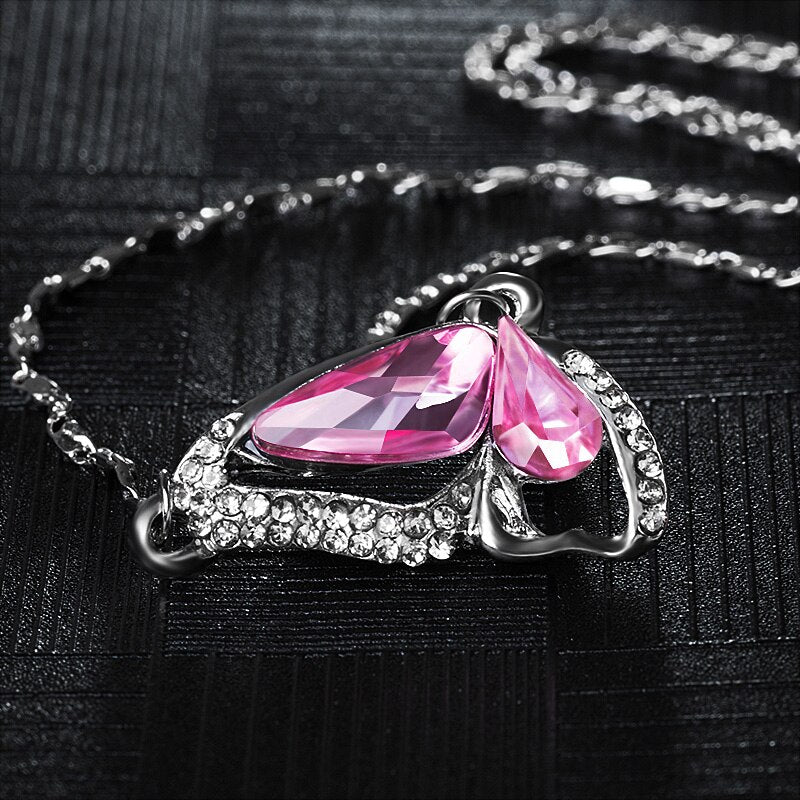 Crystal Butterfly Necklace, Bracelet & Stud Earrings Jewelry Set-Jewelry Sets-Innovato Design-Blue-Innovato Design