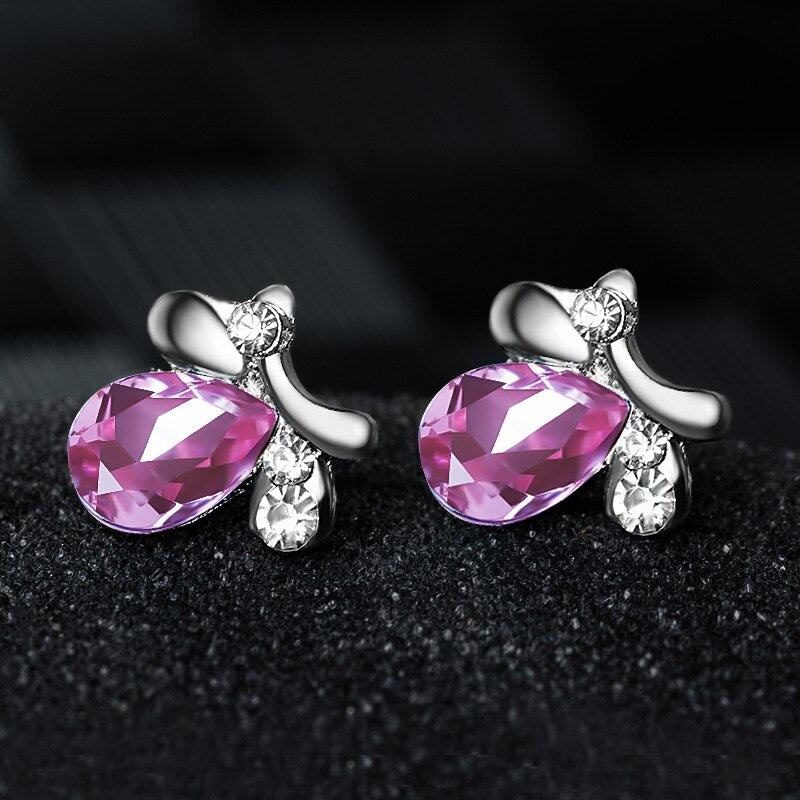 Crystal Butterfly Necklace, Bracelet & Stud Earrings Jewelry Set-Jewelry Sets-Innovato Design-Blue-Innovato Design