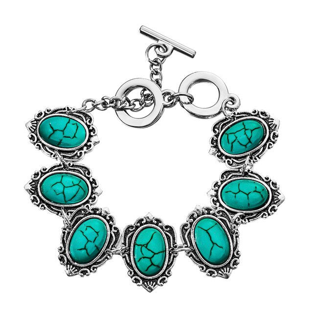 Antique Aquamarine Oval Necklace, Bracelet & Earrings Vintage Wedding Jewelry Set-Jewelry Sets-Innovato Design-Innovato Design