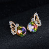 Cubic Zirconia Butterfly and Colorful Crystal Necklace & Earrings Wedding Jewelry Set