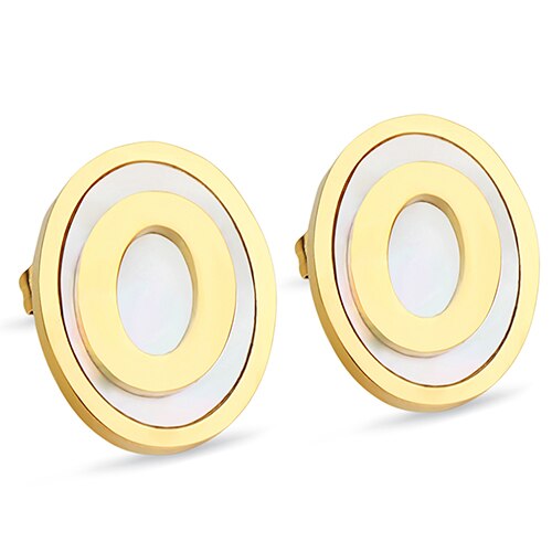 Circular Shell Gold-Plated 316L Stainless Steel Necklace & Earrings Jewelry Set-Jewelry Sets-Innovato Design-Innovato Design