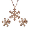 Rose-Gold-Plated Sparkling Snow Stainless Steel Necklace & Earrings Wedding Jewelry Set