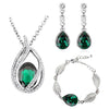 Austrian Crystal Flame Necklace, Bracelet & Earrings Fashion Jewelry Set-Jewelry Sets-Innovato Design-Green-Innovato Design