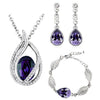 Austrian Crystal Flame Necklace, Bracelet & Earrings Fashion Jewelry Set-Jewelry Sets-Innovato Design-Purple-Innovato Design