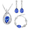 Austrian Crystal Flame Necklace, Bracelet & Earrings Fashion Jewelry Set-Jewelry Sets-Innovato Design-Dark Blue-Innovato Design