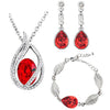 Austrian Crystal Flame Necklace, Bracelet & Earrings Fashion Jewelry Set-Jewelry Sets-Innovato Design-Red-Innovato Design
