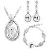 Austrian Crystal Flame Necklace, Bracelet & Earrings Fashion Jewelry Set-Jewelry Sets-Innovato Design-White-Innovato Design