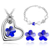 Flower Crystal Necklace, Bracelet & Earrings Classic Fashion Wedding Jewelry Set