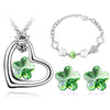 Flower Crystal Necklace, Bracelet & Earrings Classic Fashion Wedding Jewelry Set-Jewelry Sets-Innovato Design-Green-Innovato Design