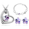Flower Crystal Necklace, Bracelet & Earrings Classic Fashion Wedding Jewelry Set