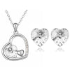 Austrian Crystal Heart Necklace & Earrings Jewelry Set