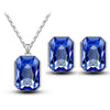 Square Crystal Necklace & Earrings Fashion Jewelry Set-Jewelry Sets-Innovato Design-Silver Dark Blue-Innovato Design