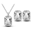 Square Crystal Necklace & Earrings Fashion Jewelry Set-Jewelry Sets-Innovato Design-Silver White-Innovato Design