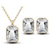 Square Crystal Necklace & Earrings Fashion Jewelry Set-Jewelry Sets-Innovato Design-Gold White-Innovato Design