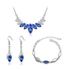 Austrian Crystal Bud and Leaf Necklace, Bracelet & Earrings Fashion Jewelry Set-Jewelry Sets-Innovato Design-Dark Blue-Innovato Design