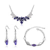 Austrian Crystal Bud and Leaf Necklace, Bracelet & Earrings Fashion Jewelry Set-Jewelry Sets-Innovato Design-Purple-Innovato Design