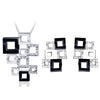 Hollow Square Crystal and Rhinestone Necklace & Earrings Fashion Jewelry Set-Jewelry Sets-Innovato Design-Silver Black-Innovato Design