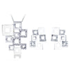 Hollow Square Crystal and Rhinestone Necklace & Earrings Fashion Jewelry Set-Jewelry Sets-Innovato Design-Silver White-Innovato Design