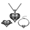 Angel Heart and Punk Skull Crystal Necklace, Bracelet & Ring Fashion Black Jewelry Set-Jewelry Sets-Innovato Design-White-10-Innovato Design