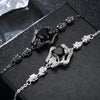 Vintage Skull and Crystal Necklace, Bracelet & Ring Wedding Jewelry Set-Jewelry Sets-Innovato Design-Silver Blue-6-Innovato Design