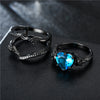 Vintage Skull and Crystal Necklace, Bracelet & Ring Wedding Jewelry Set-Jewelry Sets-Innovato Design-Silver Blue-6-Innovato Design