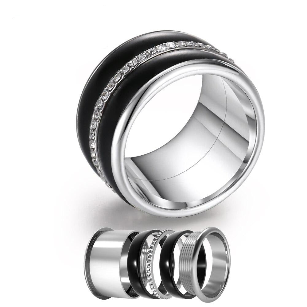 12mm Women Stainless Steel, Aluminum Stackable, Rotatable, and Interchangeable Engagement Band-Rings-Innovato Design-6-Innovato Design