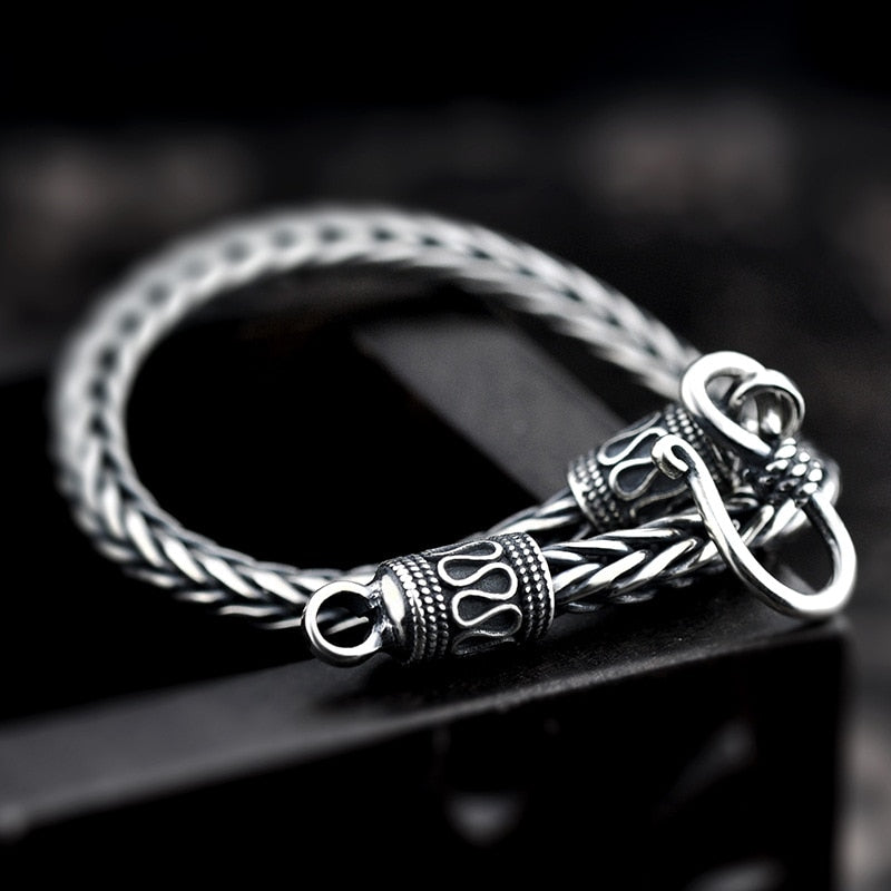 Braided Chain 925 Sterling Silver Handmade Vintage Bracelet-Bracelets-Innovato Design-6.69in-4mm-Innovato Design