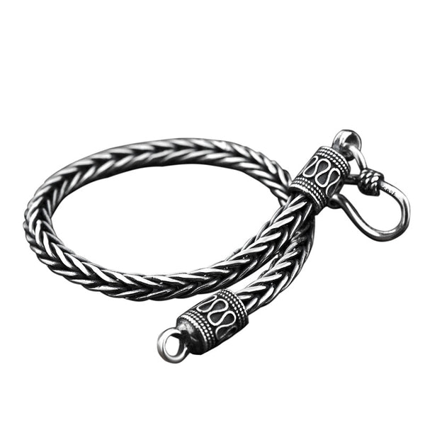 Braided Chain 925 Sterling Silver Handmade Vintage Bracelet