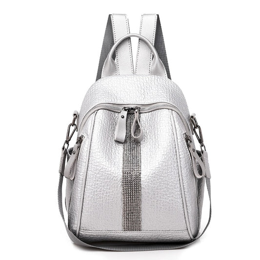 Elephant Pattern Designer PU Leather Travel Backpack-Backpacks-Innovato Design-Silver-Innovato Design