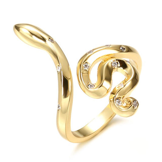 Snake Cubic Zirconia Stainless Steel Adjustable Fashion Ring-Rings-Innovato Design-Innovato Design