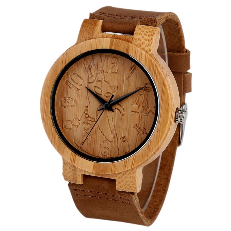 Lovely Hand Carved Wooden Watch for Ladies Leather Band-Watches-Innovato Design-Innovato Design