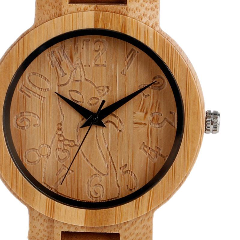 Lovely Hand Carved Wooden Watch for Ladies Leather Band-Watches-Innovato Design-Innovato Design