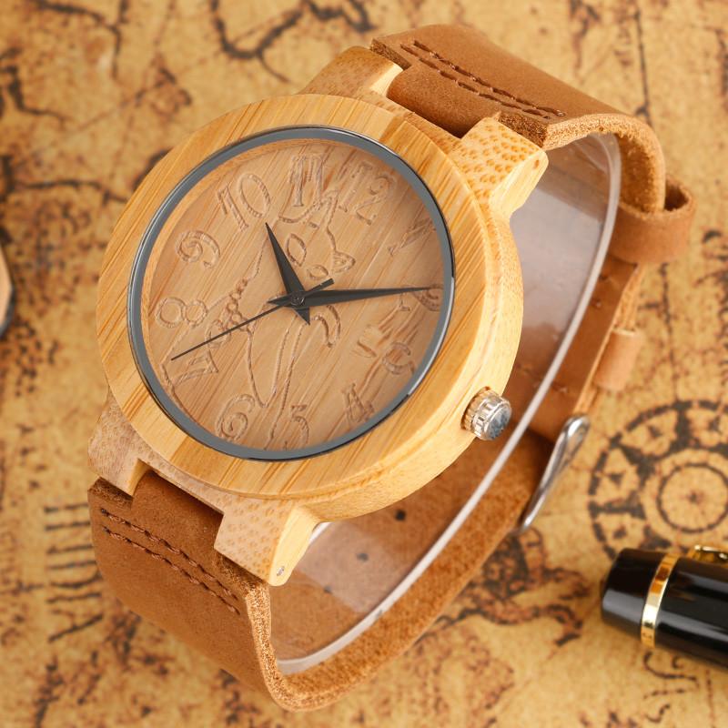 Lovely Hand Carved Wooden Watch for Ladies Leather Band-Watches-Innovato Design-Innovato Design