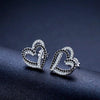 Cubic Zirconia Black and White Hearts 925 Sterling Silver Stud Earrings-Earrings-Innovato Design-Innovato Design