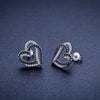 Cubic Zirconia Black and White Hearts 925 Sterling Silver Stud Earrings-Earrings-Innovato Design-Innovato Design