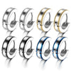4 Pairs Striped and Polished Stainless Steel Small Hoop Earrings