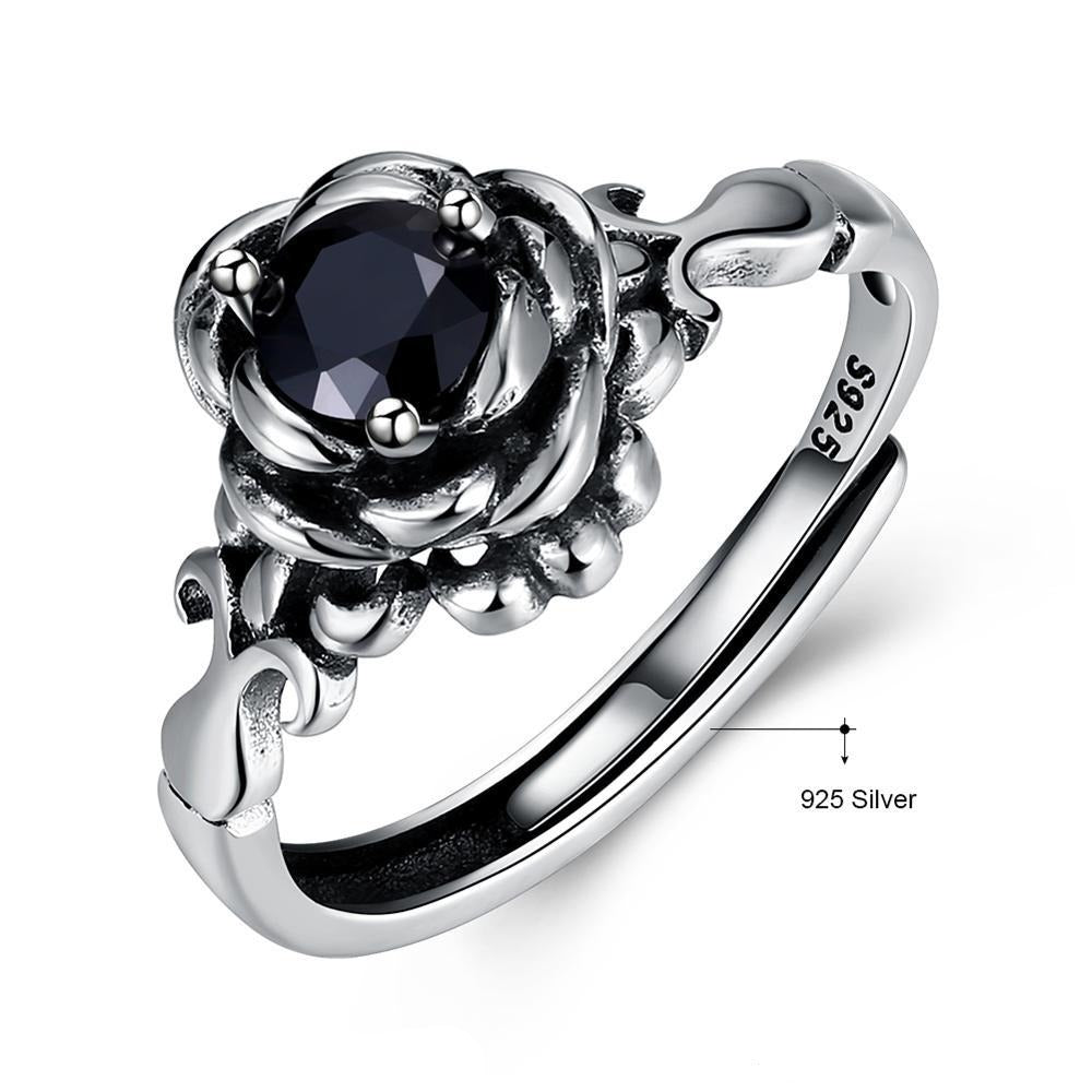 Creative Lotus Design and Cubic Zirconia 925 Sterling Silver Adjustable Fashion Ring-Rings-Innovato Design-Innovato Design