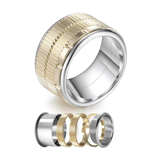 Handmade Gear Stainless Steel and Stackable, Rotatable, and Interchangeable Ring-Rings-Innovato Design-6-Innovato Design