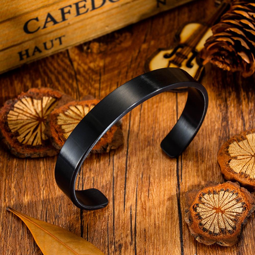 Custom Engrave Black or Silver Stainless Steel Fashion Bangle-Bracelets-Innovato Design-Black-Innovato Design