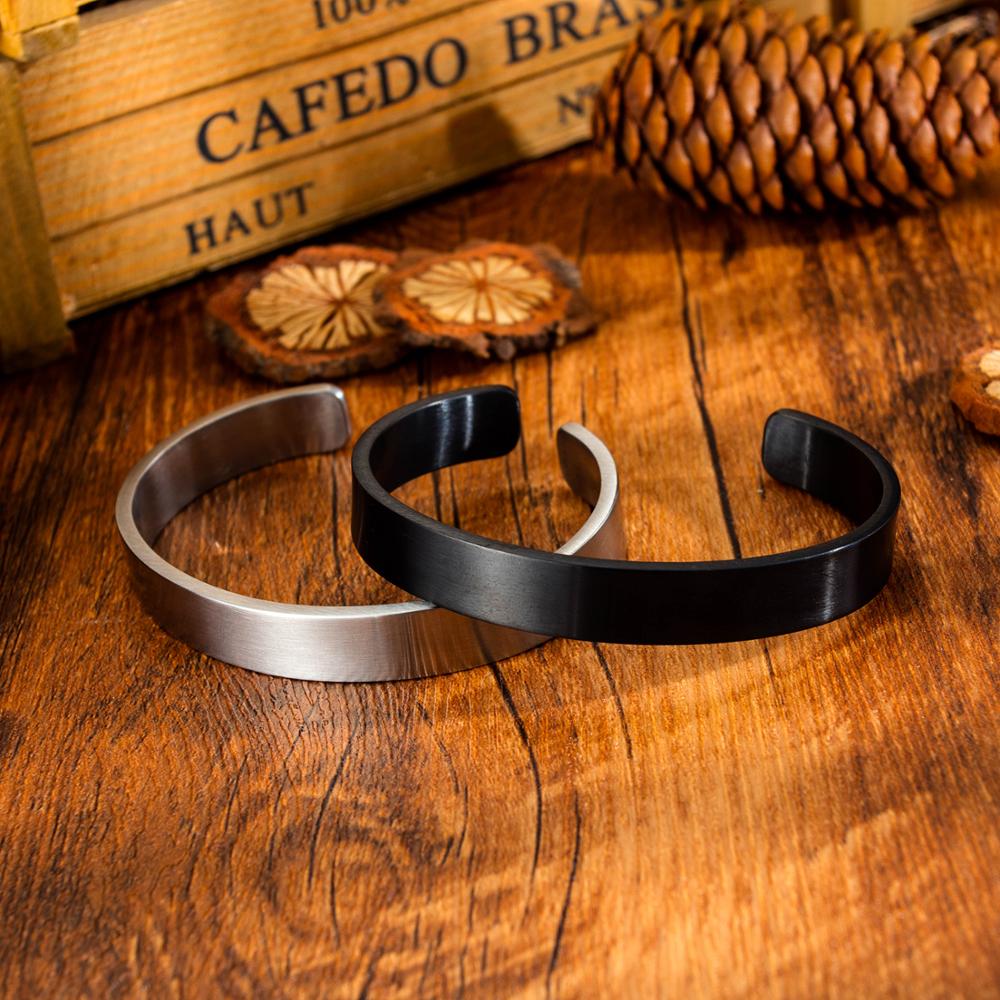 Custom Engrave Black or Silver Stainless Steel Fashion Bangle-Bracelets-Innovato Design-Black-Innovato Design