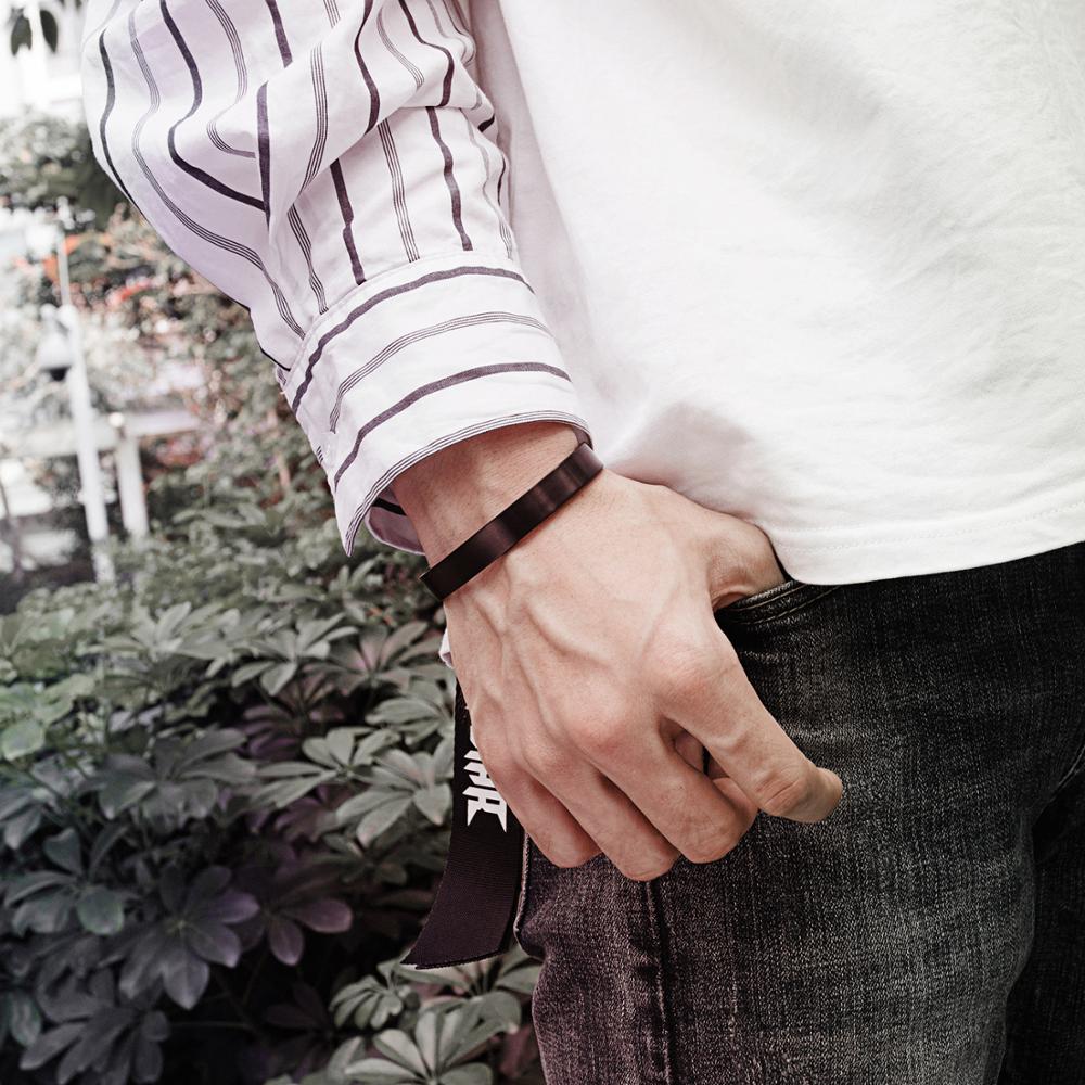 Custom Engrave Black or Silver Stainless Steel Fashion Bangle-Bracelets-Innovato Design-Black-Innovato Design